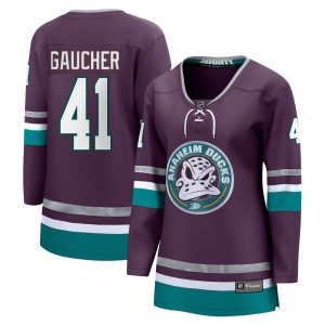 Women's Premier Anaheim Ducks Nathan Gaucher Purple 30th Anniversary Breakaway Official Fanatics Branded Jersey