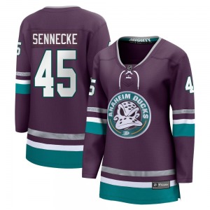 Women's Premier Anaheim Ducks Beckett Sennecke Purple 30th Anniversary Breakaway Official Fanatics Branded Jersey