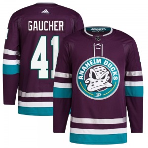 Adult Authentic Anaheim Ducks Nathan Gaucher Purple 30th Anniversary Primegreen Official Adidas Jersey