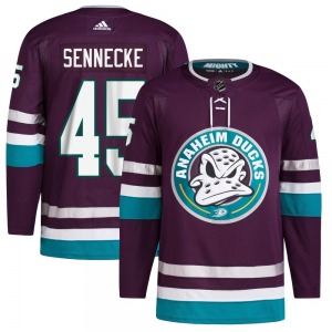 Adult Authentic Anaheim Ducks Beckett Sennecke Purple 30th Anniversary Primegreen Official Adidas Jersey