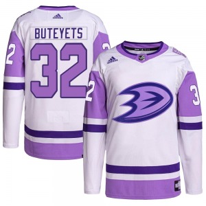 Adult Authentic Anaheim Ducks Vyacheslav Buteyets White/Purple Hockey Fights Cancer Primegreen Official Adidas Jersey