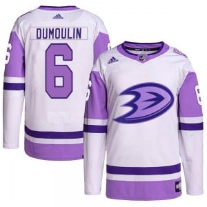 Adult Authentic Anaheim Ducks Brian Dumoulin White/Purple Hockey Fights Cancer Primegreen Official Adidas Jersey