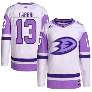 Adult Authentic Anaheim Ducks Robby Fabbri White/Purple Hockey Fights Cancer Primegreen Official Adidas Jersey