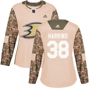 Women's Authentic Anaheim Ducks Jansen Harkins Camo Veterans Day Practice Official Adidas Jersey