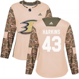 Women's Authentic Anaheim Ducks Jansen Harkins Camo Veterans Day Practice Official Adidas Jersey