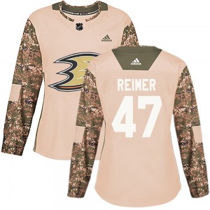 Women's Authentic Anaheim Ducks James Reimer Camo Veterans Day Practice Official Adidas Jersey