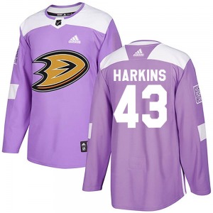 Youth Authentic Anaheim Ducks Jansen Harkins Purple Fights Cancer Practice Official Adidas Jersey