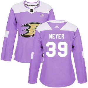 Women's Authentic Anaheim Ducks Carson Meyer Purple Fights Cancer Practice Official Adidas Jersey