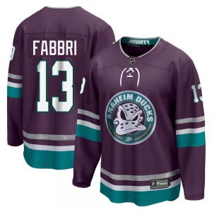 Adult Premier Anaheim Ducks Robby Fabbri Purple 30th Anniversary Breakaway Official Fanatics Branded Jersey