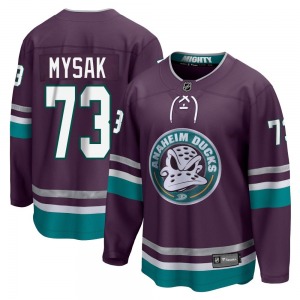 Adult Premier Anaheim Ducks Jan Mysak Purple 30th Anniversary Breakaway Official Fanatics Branded Jersey