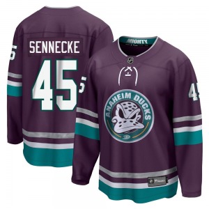 Adult Premier Anaheim Ducks Beckett Sennecke Purple 30th Anniversary Breakaway Official Fanatics Branded Jersey