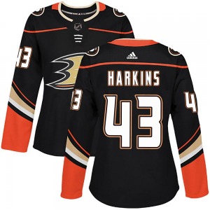 Women's Authentic Anaheim Ducks Jansen Harkins Black Home Official Adidas Jersey