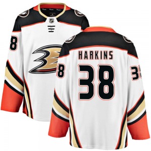 Adult Breakaway Anaheim Ducks Jansen Harkins White Away Official Fanatics Branded Jersey