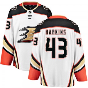 Adult Breakaway Anaheim Ducks Jansen Harkins White Away Official Fanatics Branded Jersey