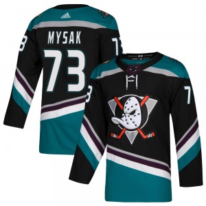 Adult Authentic Anaheim Ducks Jan Mysak Black Teal Alternate Official Adidas Jersey